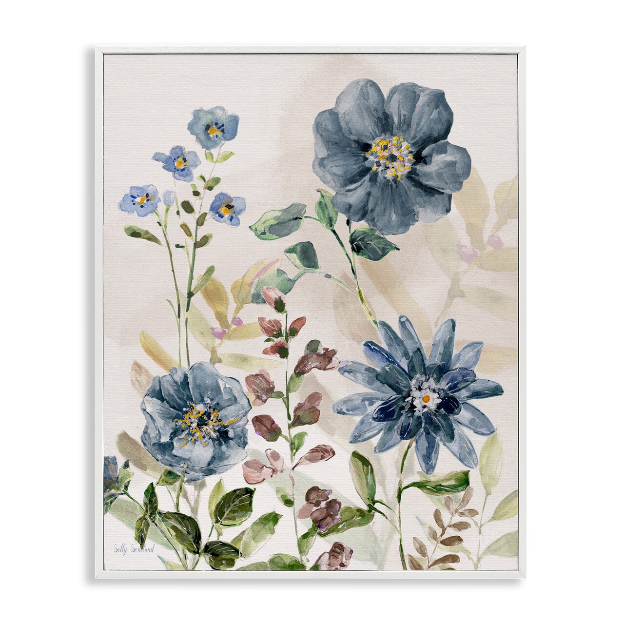 Stupell Industries Blushing Blues Garden Framed Giclee By Sally Swatland